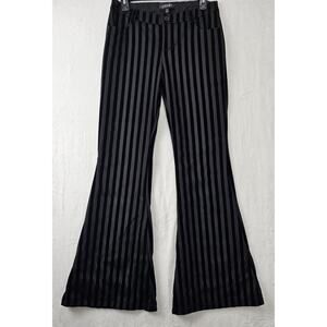 Widow Goth Cirque Noir Striped Twill Velour Flare Pants Women's Size M